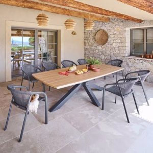 Table de Jardin Rectangulaire Oraclion Hespéride – Aluminium Noix & Graphite – 10 Places (260 cm)